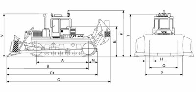 габаритные размеры бульдозера ДЭТ-400Б1Р2