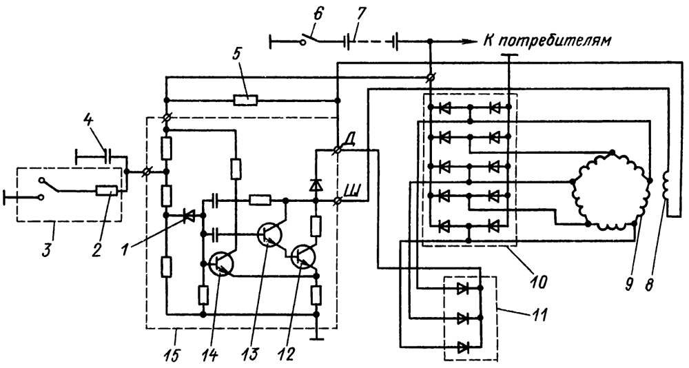 Рис. 99. Электрическая схема генераторной установки Рис. 99. Электрическая схема генераторной установки Т-130М